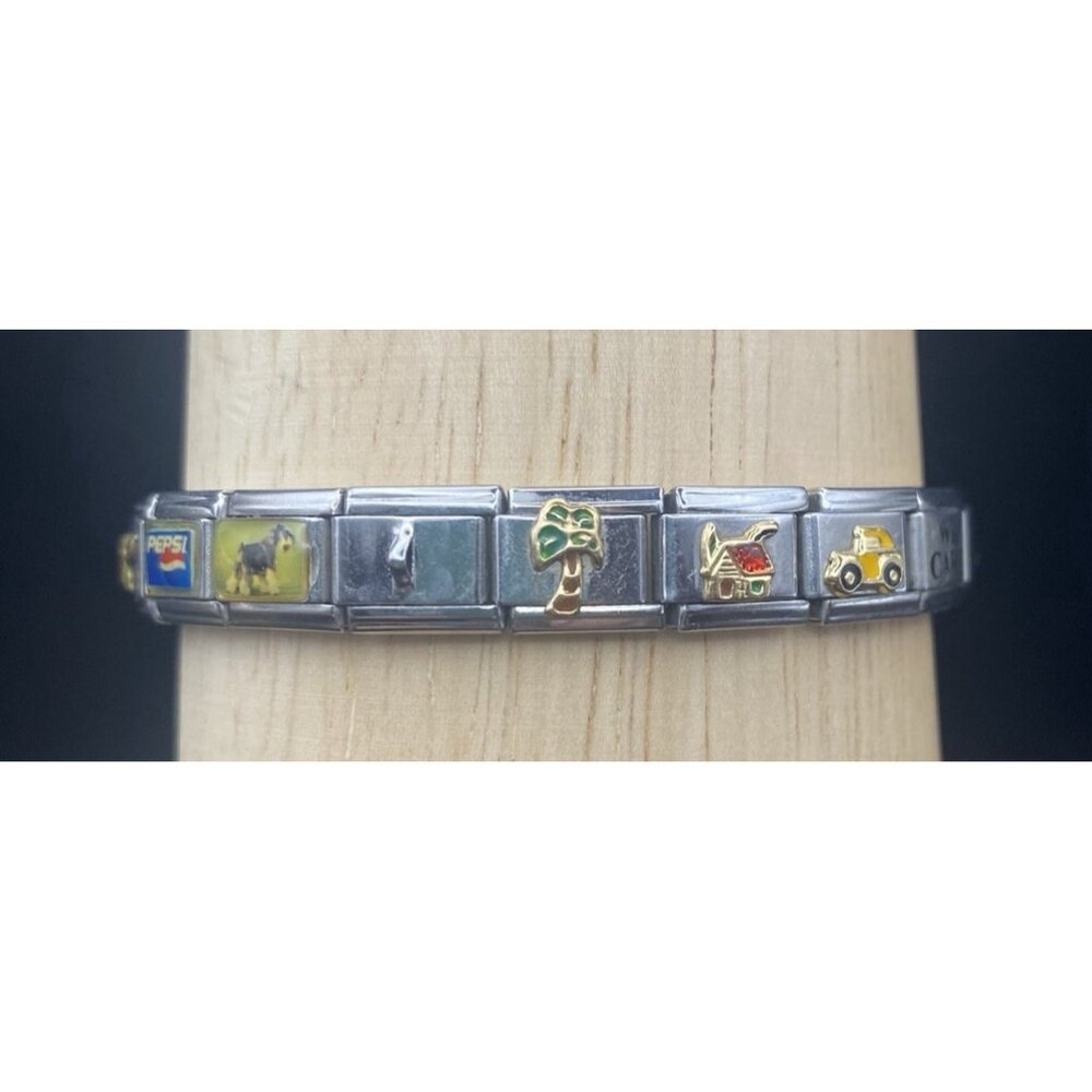 Italian Charm Bracelet 20 Link I Love Tony Tiger Pepsi Hershey Kiss Many Brands - Picture 3 of 11